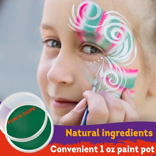 Miniatura 3 de Fun N' Dope - Pintura facial para niños y adultos oscuro (verde mate) - Pintura corporal no tóxica a base de agua de grado profesional - Pintura
