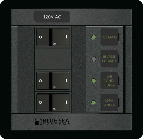 Blue Sea Systems 1214 120 voltios CA principal + 2 posiciones, negro
