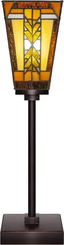 Miniatura 7 de Toltec Lighting Luna Accent - Lámpara de mesa, acabado de granito oscuro, cristal cuadrado de burbujas ahumadas de 3.5 pulgadas