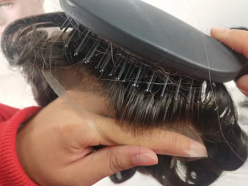 Miniatura 3 de Amiable Pieza de pelo para hombres, piel suave y fina, PU anudada con encaje frontal de 1.5 pulgadas para hombres, sistema de cabello de repuesto #1B