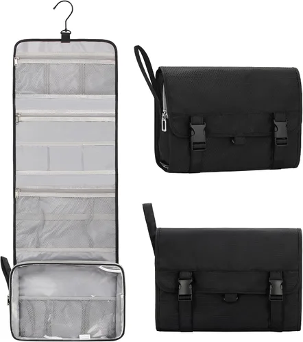 Miniatura 17 de Pequeña bolsa de aseo colgante para hombres y mujeres, organizador colgante portátil para kit de ducha de tamaño de viaje, accesorios de maquillaje