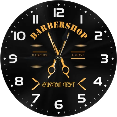 Miniatura 9 de Reloj de pared personalizado para peluquería, añade tu texto, reloj de peluquería personalizado para salón de belleza, decoración de reloj de pared