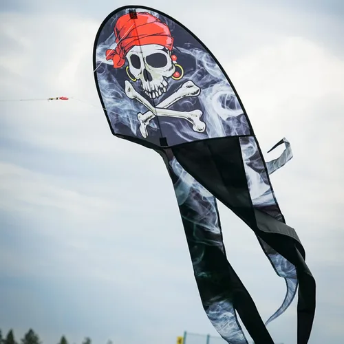 Miniatura 2 de In the Breeze 3353 — 22" Smokin' Pirate Dancing Dragon Kite — Cometa de una sola línea de vuelo fácil