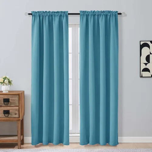 Miniatura 83 de OVZME Cortinas opacas turquesa para tratamiento de ventanas pequeñas, cortinas cortas con bloqueo de luz para ventana de cocina sobre el fregadero