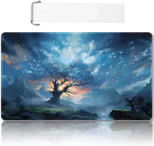 Miniatura 21 de Tapete de juego MTG cosido de alta calidad con zonas y respaldo de goma antideslizante, tapete de juego TCG para MTG y otros juegos de cartas, Dkt