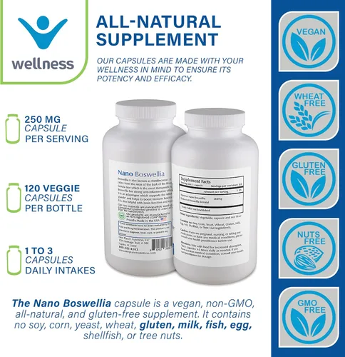Miniatura 4 de One Planet Nutrition Nano Boswellia - Cápsulas vegetales de 250 mg (120 porciones), resina Boswellia serrata, apoya la función cognitiva