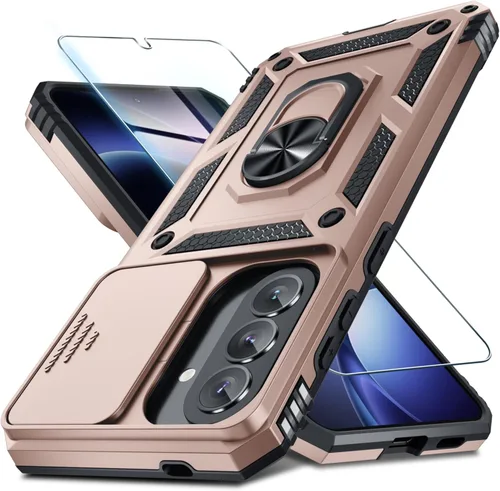 Miniatura 24 de Janmitta Compatible con Galaxy A15 5G Funda con Cubierta Deslizante Integrada para Lente de Cámara + Protector de Pantalla + Soporte de Anillo