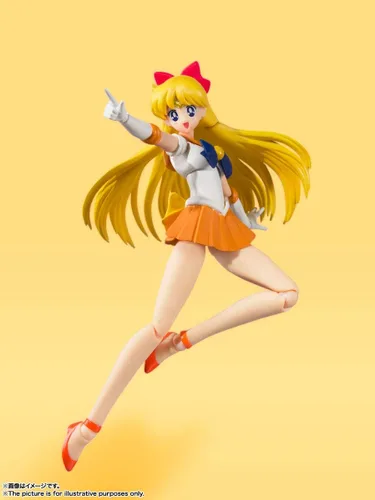 Miniatura 6 de S.H. Figuarts Sailor Moon Sailor Venus Animation Color Edition (versión de reventa), aprox. 5.5 pulgadas (5.512 in), PVC y ABS prepintada figura
