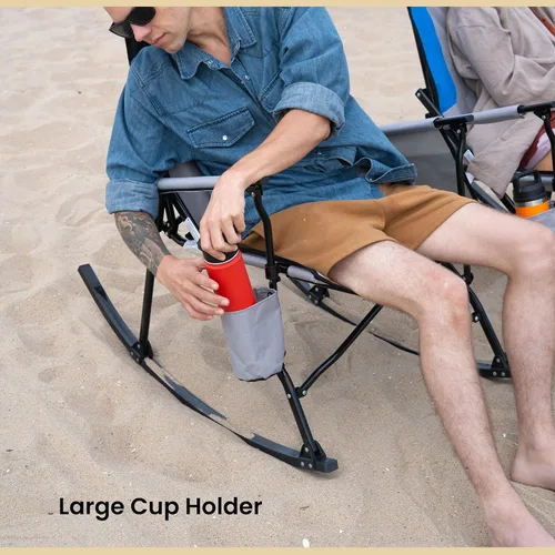 Miniatura 2 de ARROWHEAD OUTDOOR Silla Mecedora Plegable de Campamento con Portavasos Grande, Bolsillo Lateral, Plegable que Ahorra Espacio, Balancín Mejorado