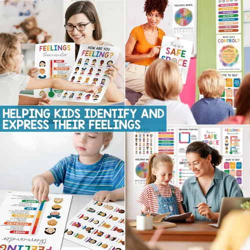Miniatura 4 de 10 Pósteres de Salud Mental para Niños (10"x14") Decoración de Oficina de Terapia, Póster de Rueda de Sentimientos, Qué Puedo Controlar, Tabla de 10