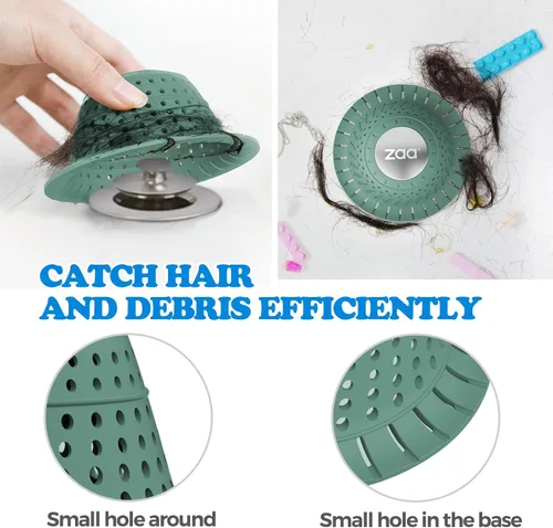 Miniatura 4 de zaa - Recogedor de pelo de drenaje de bañera, 1 paquete de protector de drenaje plegable de silicona para desagües emergentes y regulares de ducha