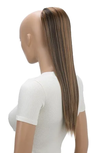 Miniatura 17 de CAISHA Extensión de cola de caballo de 22" con cordón voluminoso Straigtht negro-marrón PH503
