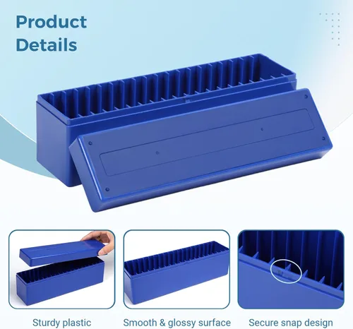 Miniatura 3 de Cajas de almacenamiento de losas para monedas, 3 paquetes de cajas organizadoras de monedas con 20 ranuras, juego de cajas de almacenamiento de Azul
