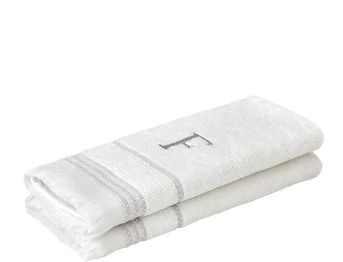 Miniatura 3 de SKL Home Casual Monogram - Juego de toallas de mano, F, 16 x 26 pulgadas, color blanco, 2