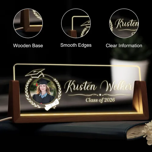 Miniatura 2 de Placa de nombre de escritorio personalizada, placa de identificación acrílica personalizada para escritorio, regalos de graduación para la clase