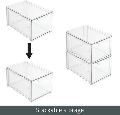 Miniatura 5 de mDesign - Caja organizadora apilable de plástico de la colección Lumiere, con cajón extraíble, para tocador, estante u organización de armario
