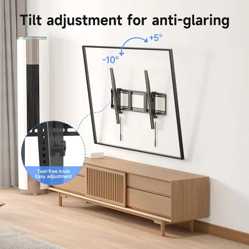 Miniatura 4 de Suptek Soporte de pared fijo resistente para televisores de 55 a 100 pulgadas, 265 libras, se adapta a 3 pernos de 16 pulgadas y 2 pernos de 18 o 24