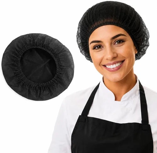 Gorras desechables Bouffant 100 unidades, red de pelo de 24 pulgadas, tapa elástica para el polvo para servicio de alimentos, salón, spa, cubierta