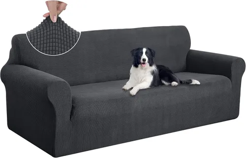 Miniatura 110 de U-NICE HOME Funda elástica para sofá, lavable, protector de muebles para sofá de 3 cojines, apta para mascotas (sofá, gris)