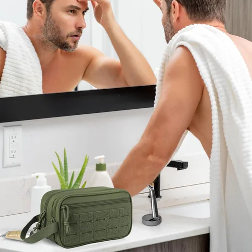 Miniatura 6 de QT&QY Neceser táctico para hombre, bolsa de higiene EDC herramienta militar Molle bolsas pequeñas Dopp Kit de afeitado para hombre Bolsas de ducha