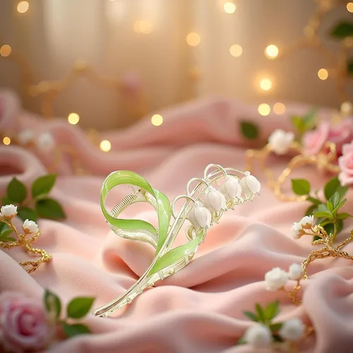 Miniatura 6 de Flor elegante lirio de valle garra de pelo tiburón clip mujeres encanto desgaste captura flor metal horquilla rama hada clips