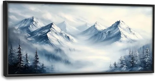 Miniatura 68 de Cuadros Grandes Enmarcados Arte de Pared para Sala de Estar, Lobos del Bosque Decoración de Pared de Gran Tamaño Lobo Animal Impresión en Lienzo