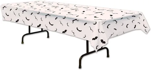Beistle Mantel con bigote, 54 x 108 pulgadas, blanco/negro, 54 x 108 pulgadas