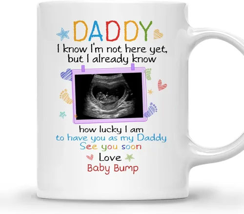 Miniatura 10 de Gossby Baby Bump - Taza de café personalizada para el primer día del padre para el futuro padre, marido de parte de la esposa, mensaje desde