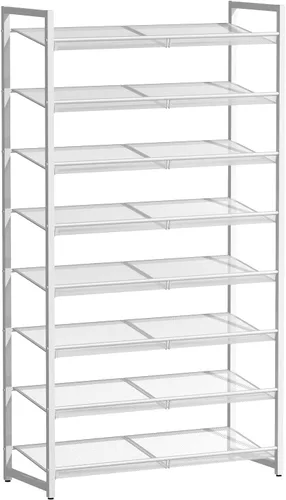 Miniatura 19 de Zapatero de metal para armario, entrada, organizador de zapatos de 4 niveles, estantes planos o angulares ajustables, capacidad para hasta 20 pares