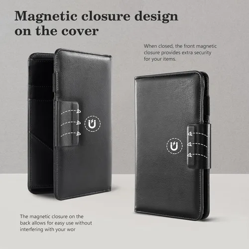 Miniatura 4 de CoBak Libreta para servidores de alta calidad: organizador de cartera de camarero de 5.12 x 7.91 pulgadas en piel auténtica, con 8 bolsillos