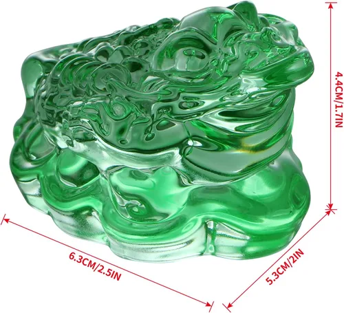 Miniatura 3 de MDLUU Paquete de 2 estatuas de sapo de dinero, ranas de la fortuna de cristal Feng Shui, amuleto de buena suerte para caja registradora, escritorio