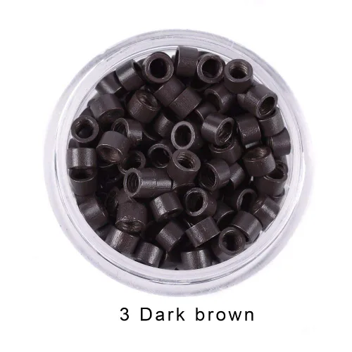 1000 piezas de micro anillos de tornillo de aluminio, cuentas de pelo engarzado de 0.157 pulgadas (0.157 in) para extensiones de cabello humano 3#