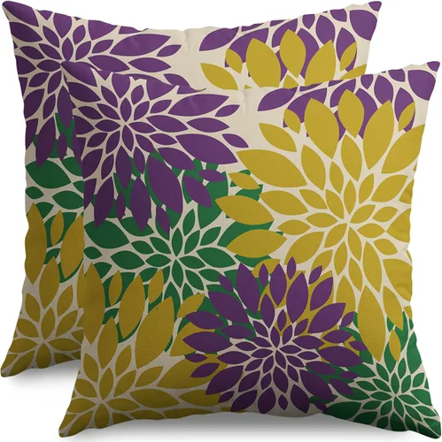 Miniatura 18 de Fundas de Almohada Azul Aguamarina 16X16 Pulgadas Juego de 2, Flores de Dalia Primavera Verano Floral Crema Fundas de Almohada Decorativas