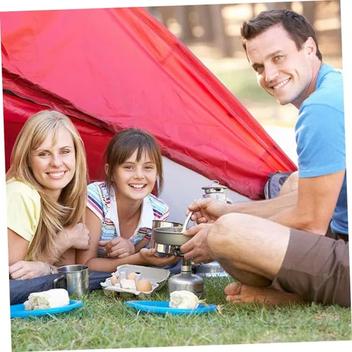 Miniatura 4 de SHOWERORO Aleación de aluminio portátil al aire libre vajilla camping senderismo supervivencia estufa utensilios de cocina antiadherente olla olla