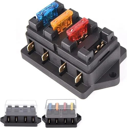 Coche 4 vías circuito estándar ATO hoja fusibles bloque titular 12V/24V+4 vías fusible