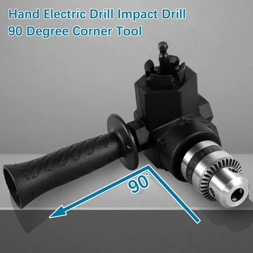 Miniatura 3 de Accesorio de taladro de ángulo recto, Adaptador de taladro de ángulo recto de 90 ° de alto par, Adaptador de esquina de broca de metal de 90°