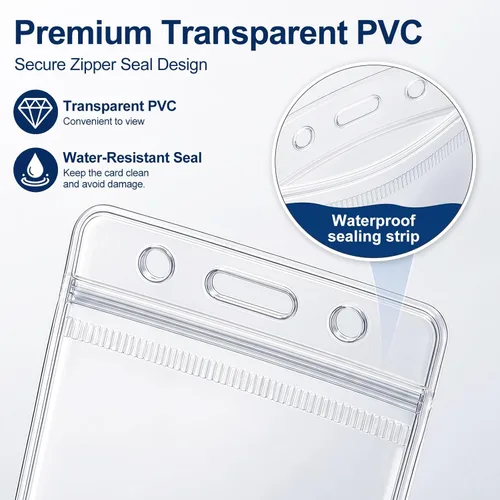 Miniatura 3 de Paquete de 200 soportes para tarjetas de identificación, soporte vertical para tarjetas de identificación de 2.25 x 3.5 pulgadas, transparente