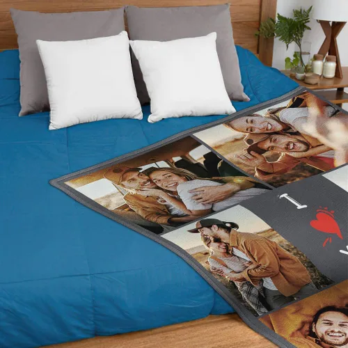 Miniatura 7 de TinyName Impreso en Estados Unidos, regalos personalizados con texto en inglés "I Love You" para novio, manta personalizada con fotos, manta
