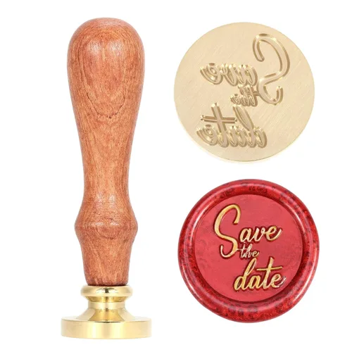 Miniatura 11 de Yoption Sello de cera con texto en inglés "Thank You", sello de cera vintage con cabeza de latón y empuñadura de madera para bodas, fiestas