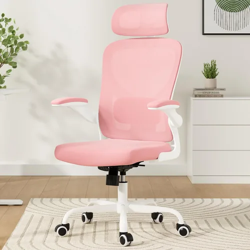 Miniatura 18 de Silla de oficina ergonómica, silla de escritorio de oficina en casa con reposacabezas, silla de computadora de respaldo alto con reposabrazos