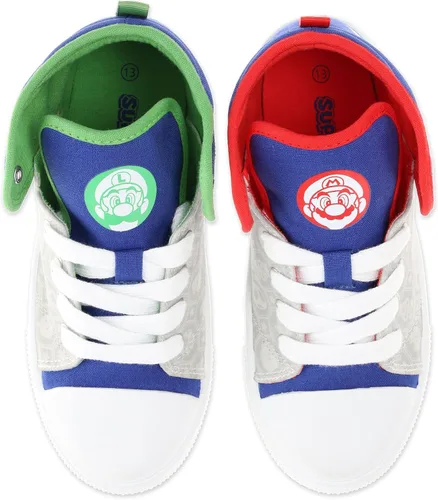 Miniatura 5 de SUPER MARIO Brothers Mario, Luigi, Nintendo - Zapatos deportivos de caña alta y con cordones para niños pequeños, talla 7 a 12