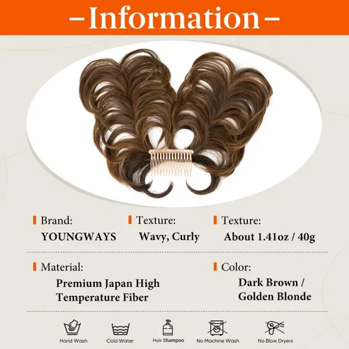 Miniatura 33 de Postizo de Cabello de Moño Desordenado Peine Lateral Clip en Moño de Cabello Postizo para Mujeres Corto Natural Liso Estilos Versátiles Ajustables