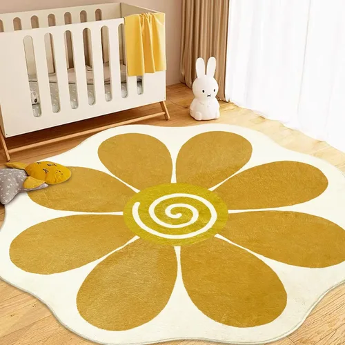 USTIDE Alfombra redonda grande de 63 pulgadas, alfombra circular floral para sala de estar, dormitorio, lavable y suave, alfombra de piso para