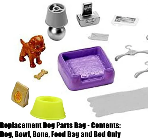 Miniatura 3 de Piezas de repuesto para la serie Barbie Dollhouse - Barbie Dreamhouse - FHY73 - Perro de repuesto, cuenco, hueso, bolsa de comida y cama