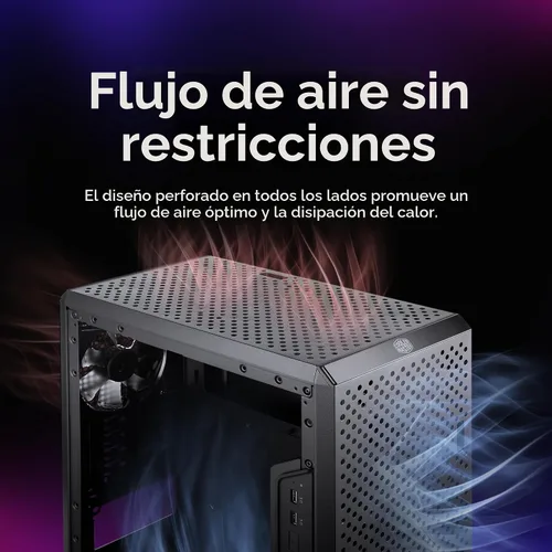 Miniatura 10 de Cooler Master MasterBox Q300L Torre Micro-ATX con filtro de polvo de diseño magnético, panel lateral acrílico transparente, E/S ajustable y flujo