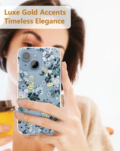 Miniatura 3 de SCORPIFY Funda para iPhone 13 con diseño floral de Nemophila azul, bonita funda transparente para teléfono con flores para mujeres y niñas