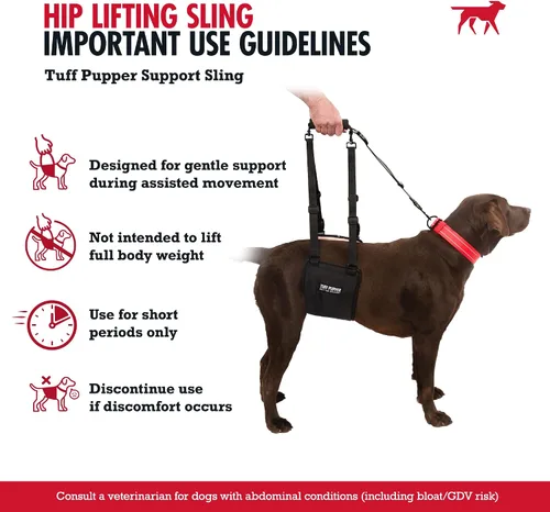 Miniatura 4 de Tuff Pupper Arnés de cadera para perros Soporte de elevación trasera para perros mayores y lesionados Ayuda de movilidad ajustable Mango
