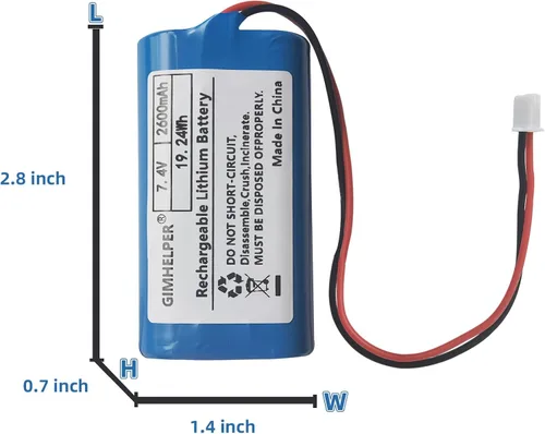 Miniatura 2 de Batería recargable de litio de iones de litio de 7.4 V 2600 mAh, batería recargable de 7.4 V (actualizada) compatible con múltiples dispositivos 7.4