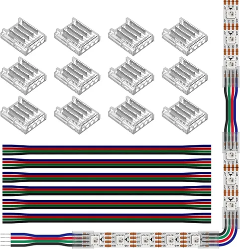 Miniatura 8 de SEZO 3528 5630 5730 5050 Kit de conectores de tira de luz LED UV, 12 piezas de 2PIN 0.394 pulgadas transparente sin cables sin cables de tira de luz