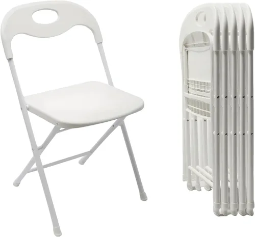Huacan Paquete de 6 sillas plegables blancas, asiento comercial portátil para eventos, fiestas, bodas y uso doméstico, resistente, capacidad de